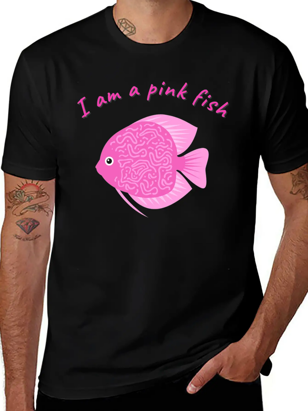 Pink Minimalism Pink Fish Unisex Short Sleeve Soft Cotton T-Shirt – Casual Everyday Wear