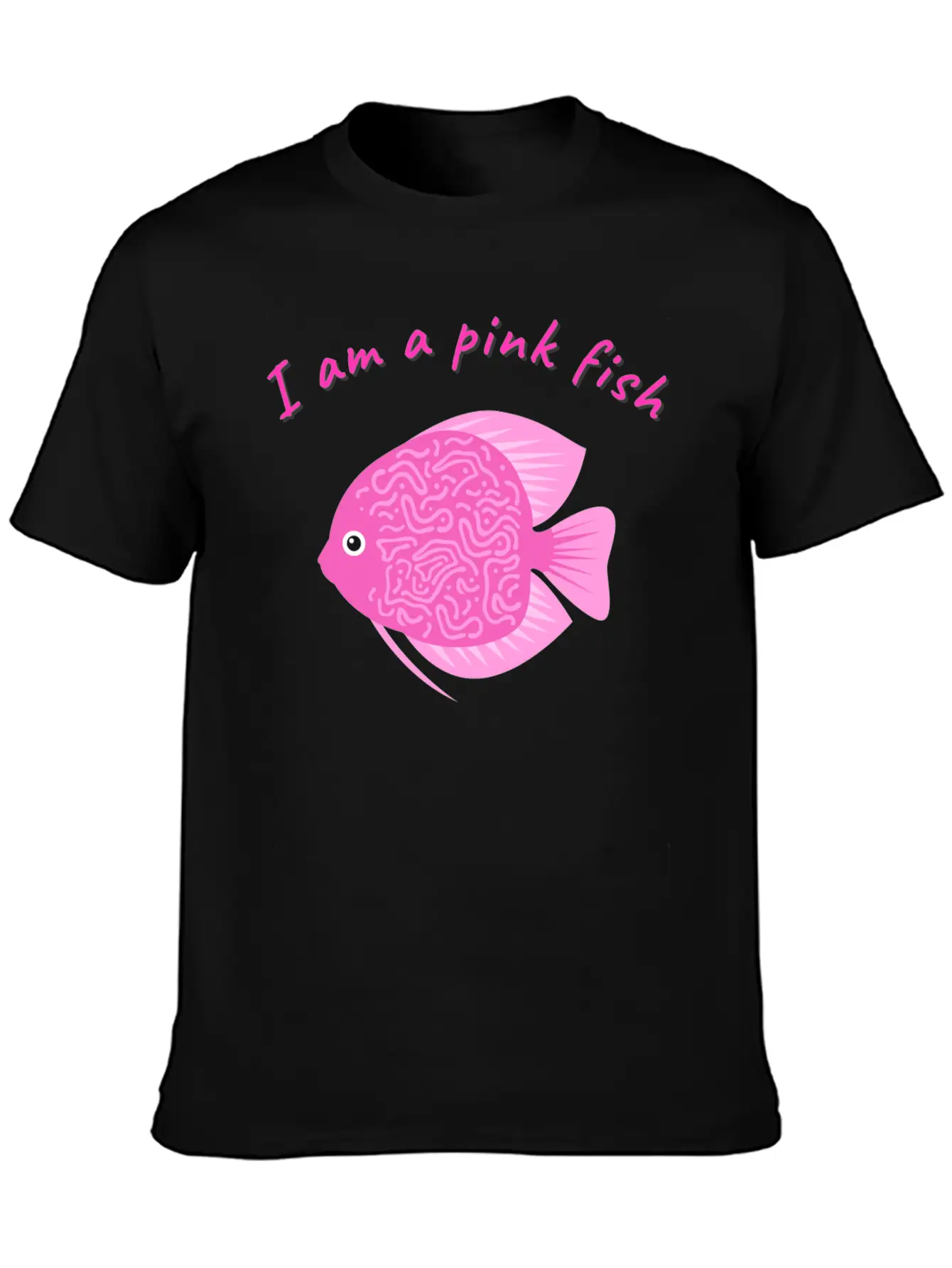 Pink Minimalism Pink Fish Unisex Short Sleeve Soft Cotton T-Shirt – Casual Everyday Wear