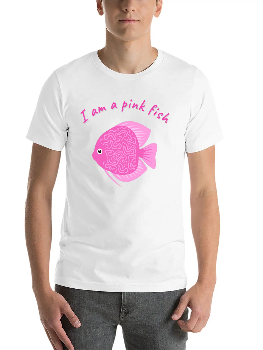 Pink Minimalism Pink Fish Unisex Short Sleeve Soft Cotton T-Shirt – Casual Everyday Wear