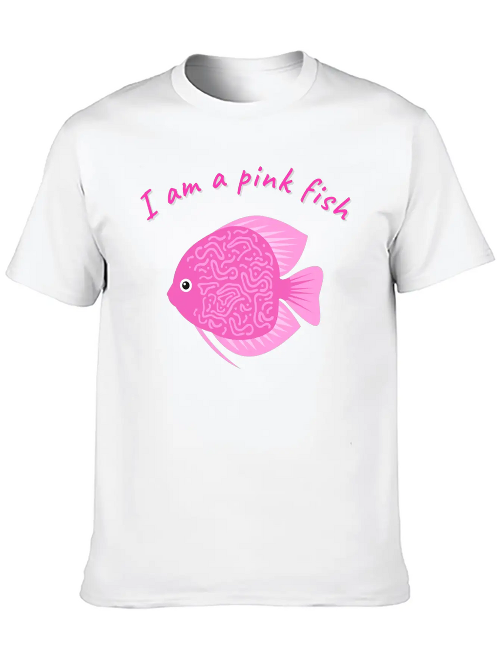 Pink Minimalism Pink Fish Unisex Short Sleeve Soft Cotton T-Shirt – Casual Everyday Wear