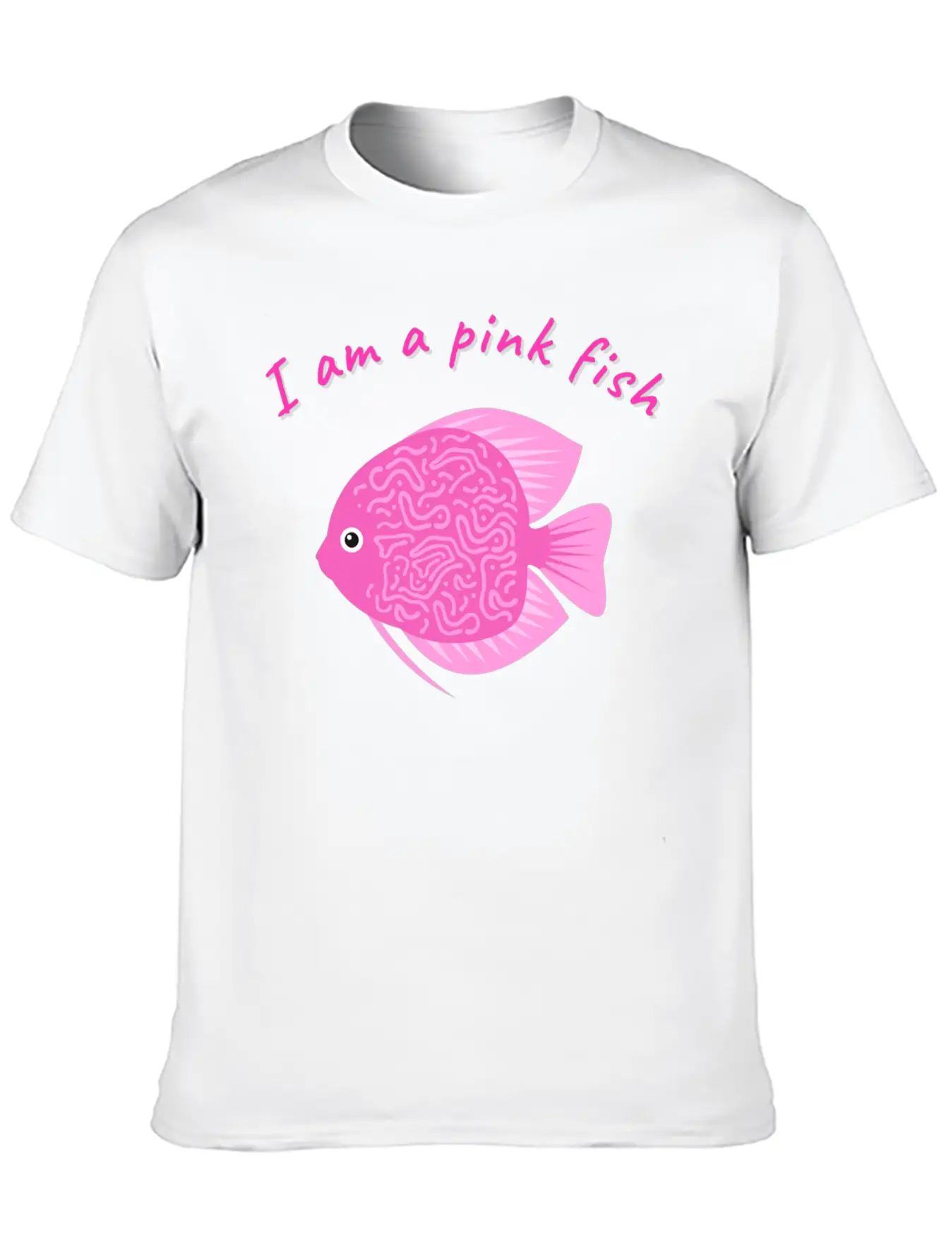 Pink Minimalism Pink Fish Unisex Short Sleeve Soft Cotton T-Shirt – Casual Everyday Wear