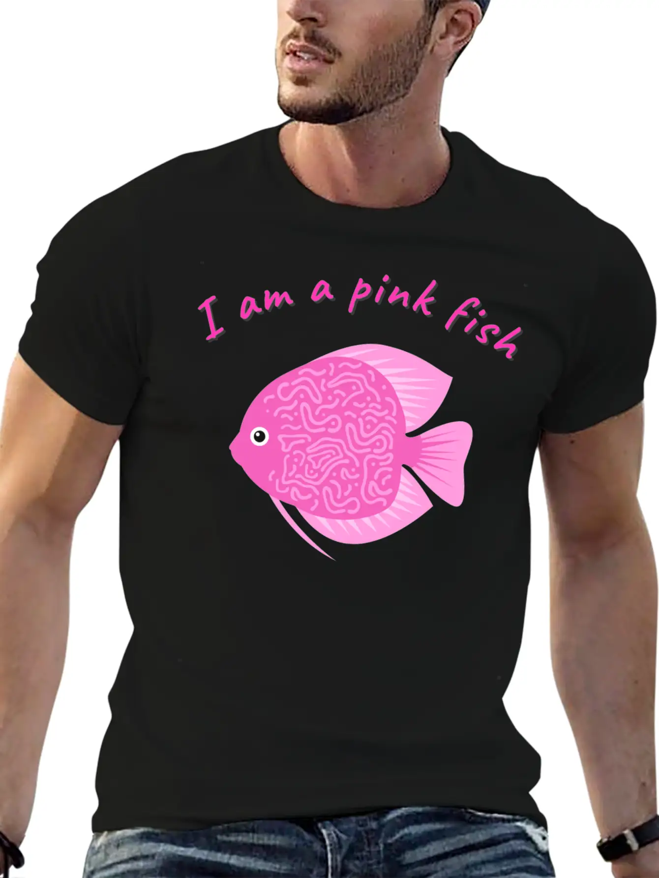 Pink Minimalism Pink Fish Unisex Short Sleeve Soft Cotton T-Shirt – Casual Everyday Wear