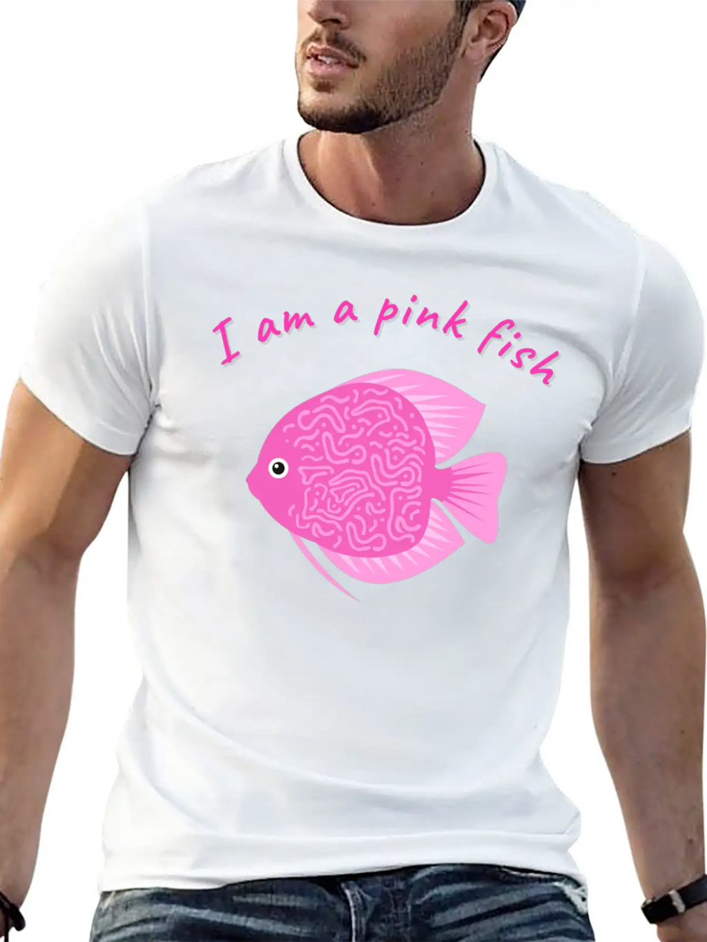 Pink Minimalism Pink Fish Unisex Short Sleeve Soft Cotton T-Shirt – Casual Everyday Wear