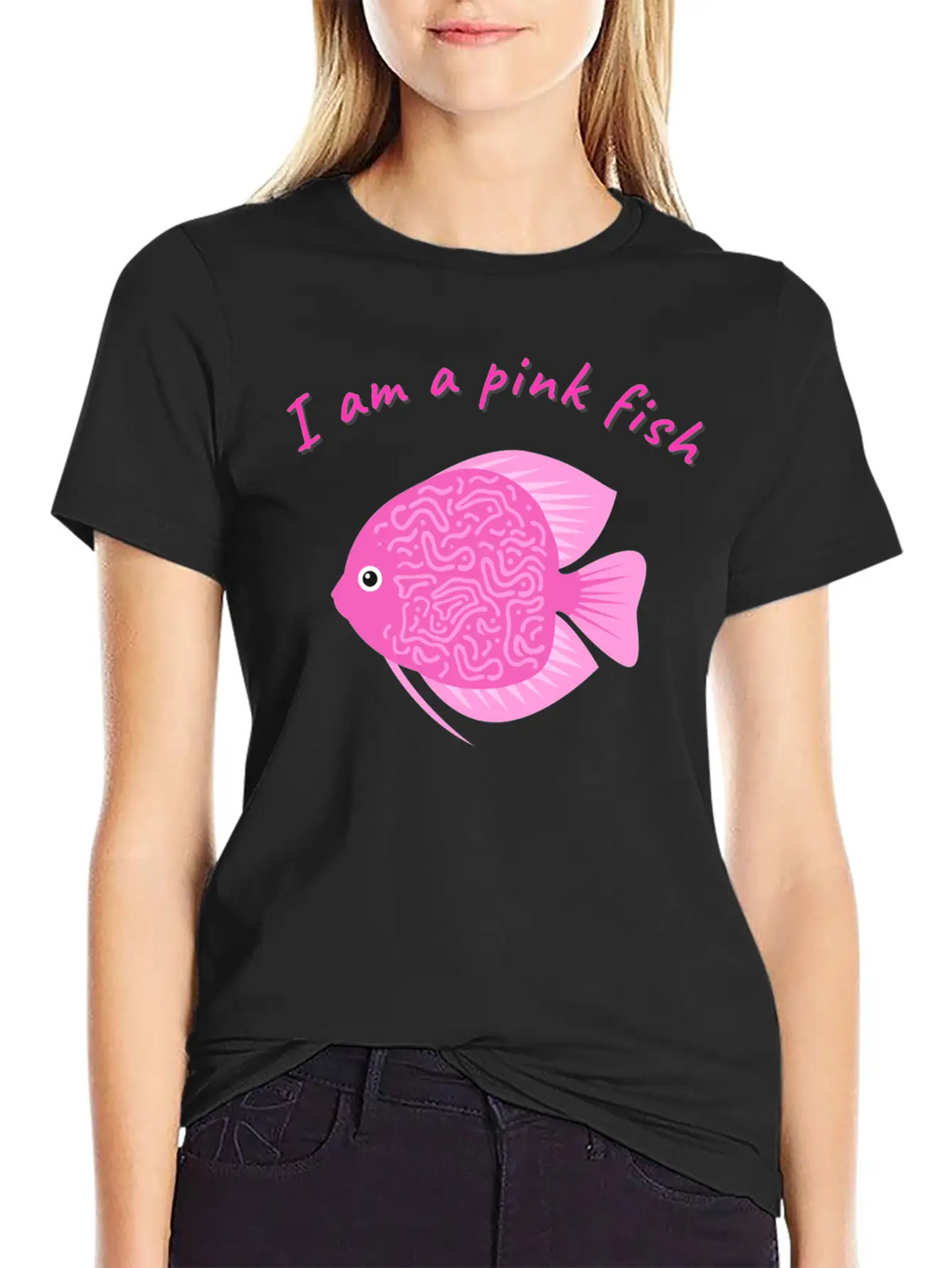 Pink Minimalism Pink Fish Unisex Short Sleeve Soft Cotton T-Shirt – Casual Everyday Wear