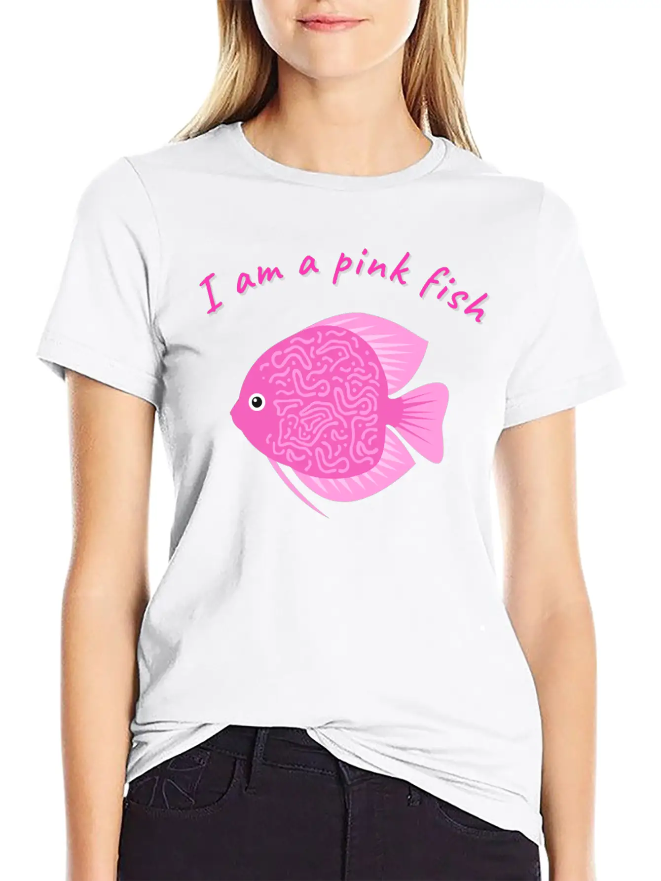 Pink Minimalism Pink Fish Unisex Short Sleeve Soft Cotton T-Shirt – Casual Everyday Wear
