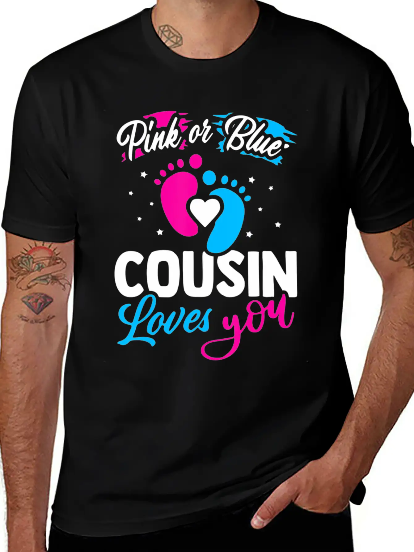 Pink Or Blue Cousin Loves You Baby Shower Gender R Unisex Casual T-Shirt – Clean Design For Daily Comfort