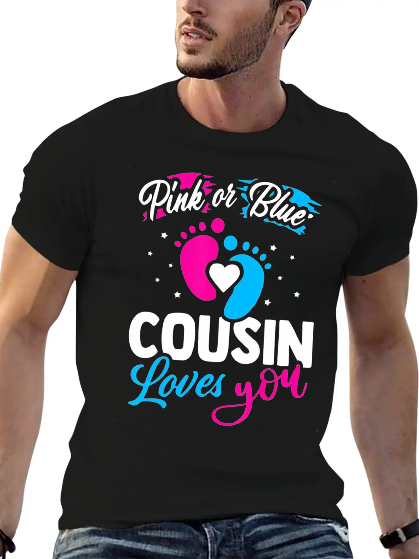 Pink Or Blue Cousin Loves You Baby Shower Gender R Unisex Casual T-Shirt – Clean Design For Daily Comfort