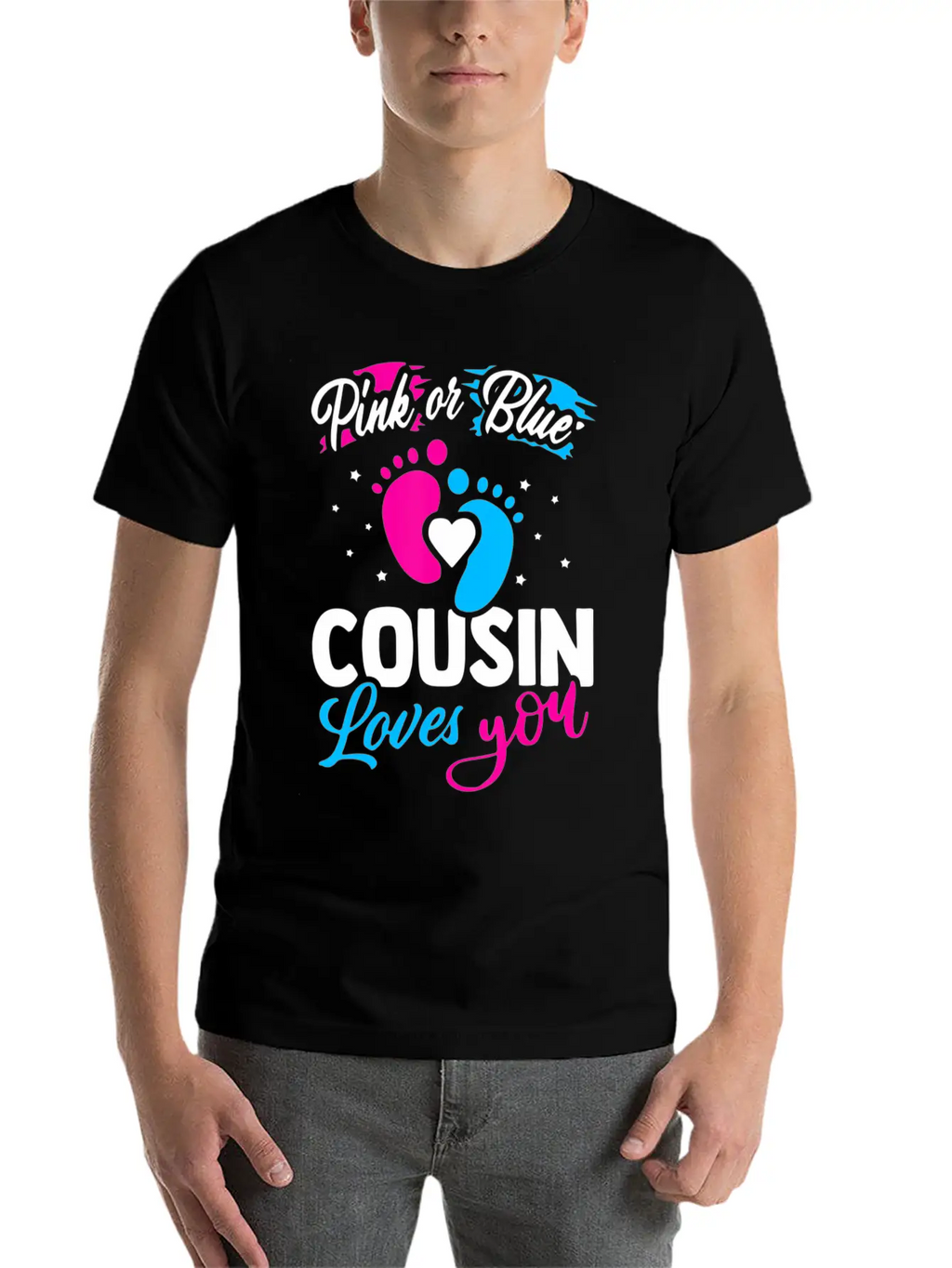Pink Or Blue Cousin Loves You Baby Shower Gender R Unisex Casual T-Shirt – Clean Design For Daily Comfort