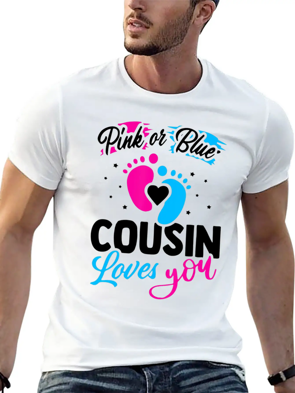 Pink Or Blue Cousin Loves You Baby Shower Gender R Unisex Casual T-Shirt – Clean Design For Daily Comfort