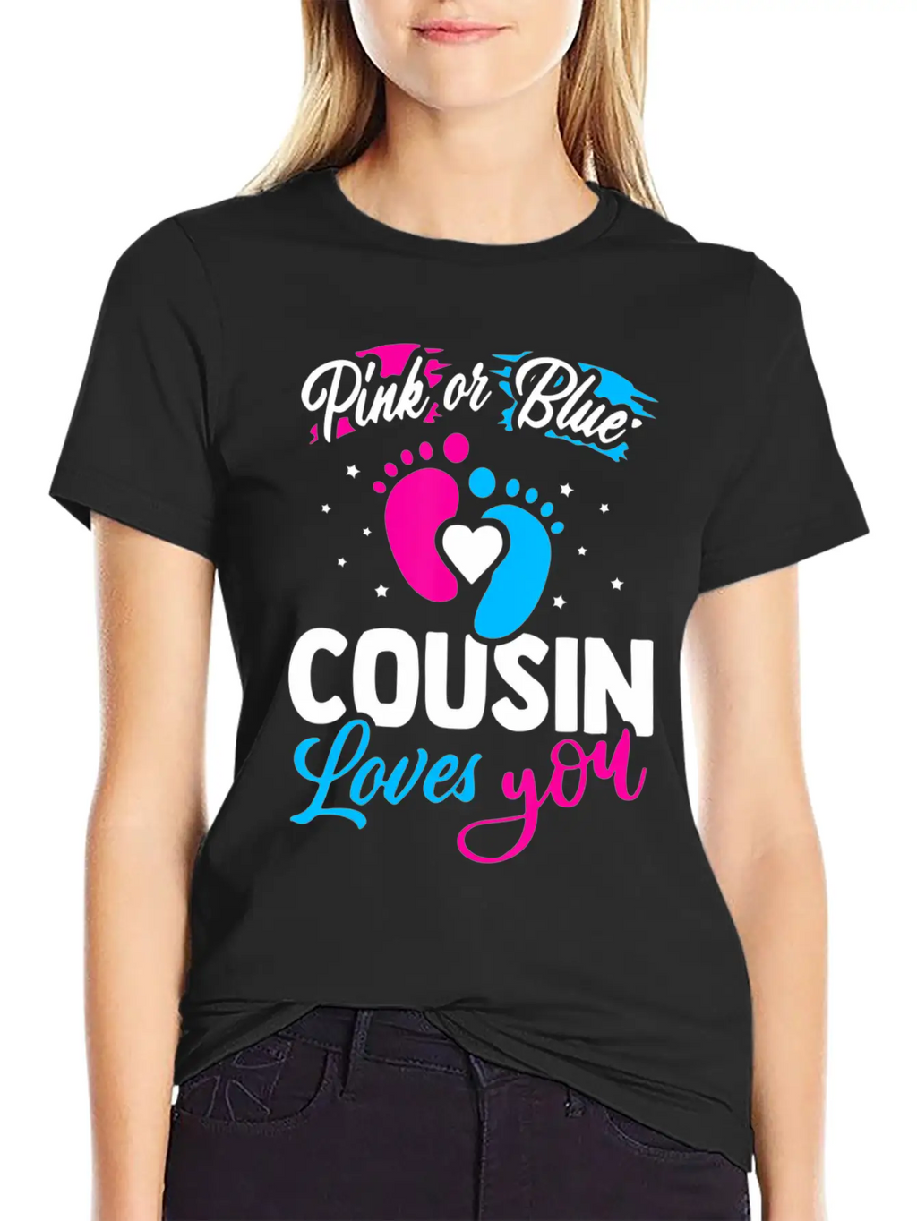 Pink Or Blue Cousin Loves You Baby Shower Gender R Unisex Casual T-Shirt – Clean Design For Daily Comfort