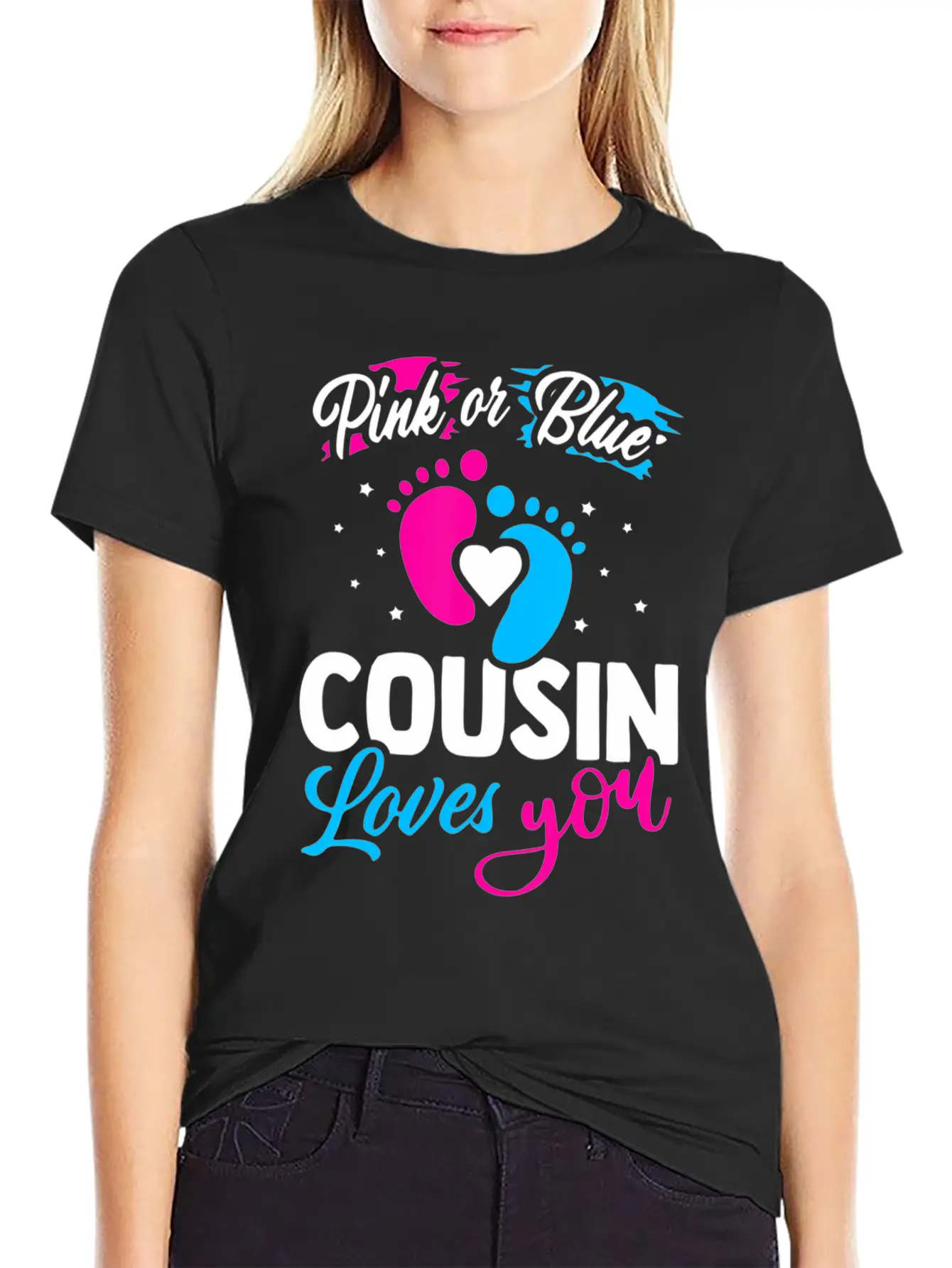 Pink Or Blue Cousin Loves You Baby Shower Gender R Unisex Casual T-Shirt – Clean Design For Daily Comfort