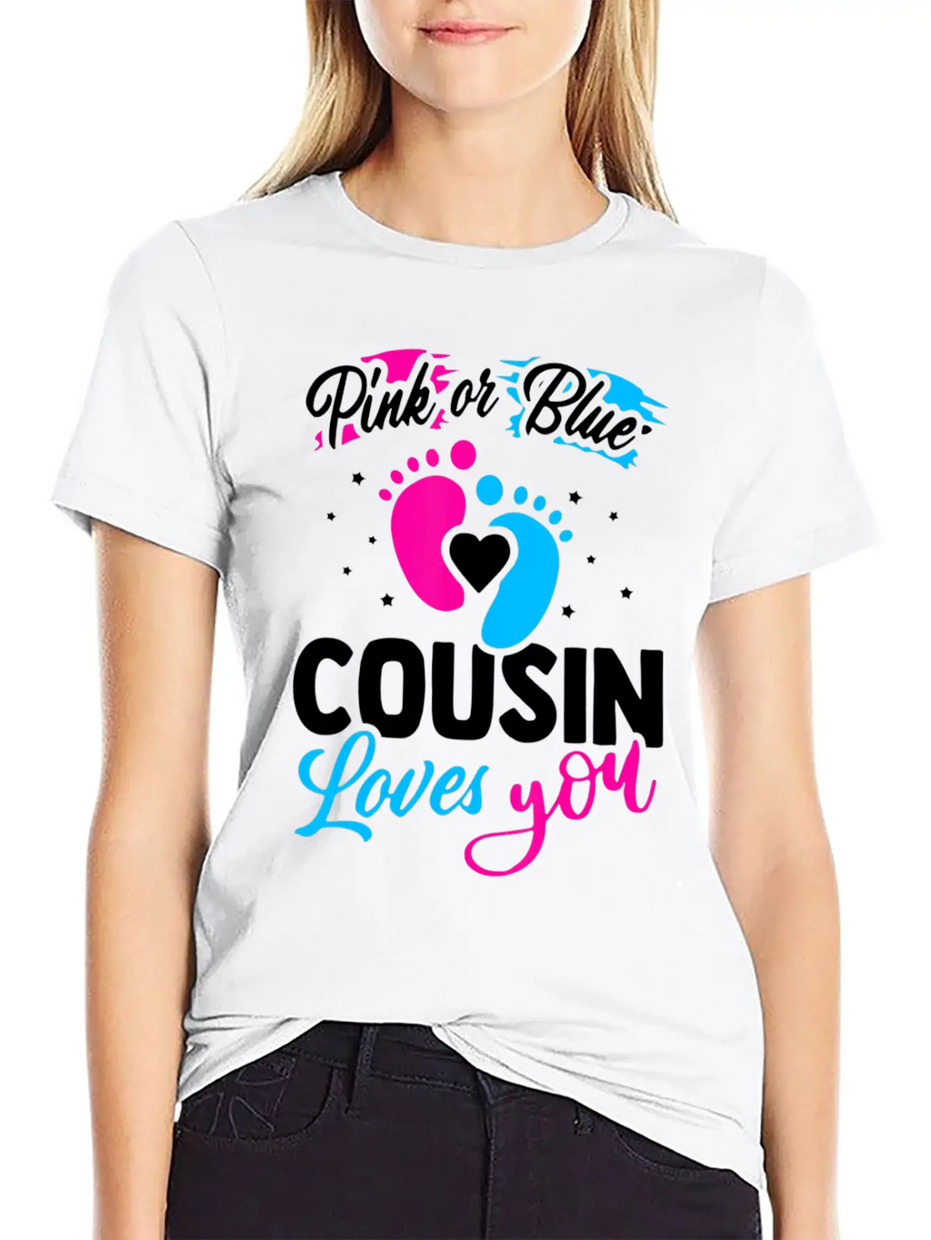 Pink Or Blue Cousin Loves You Baby Shower Gender R Unisex Casual T-Shirt – Clean Design For Daily Comfort
