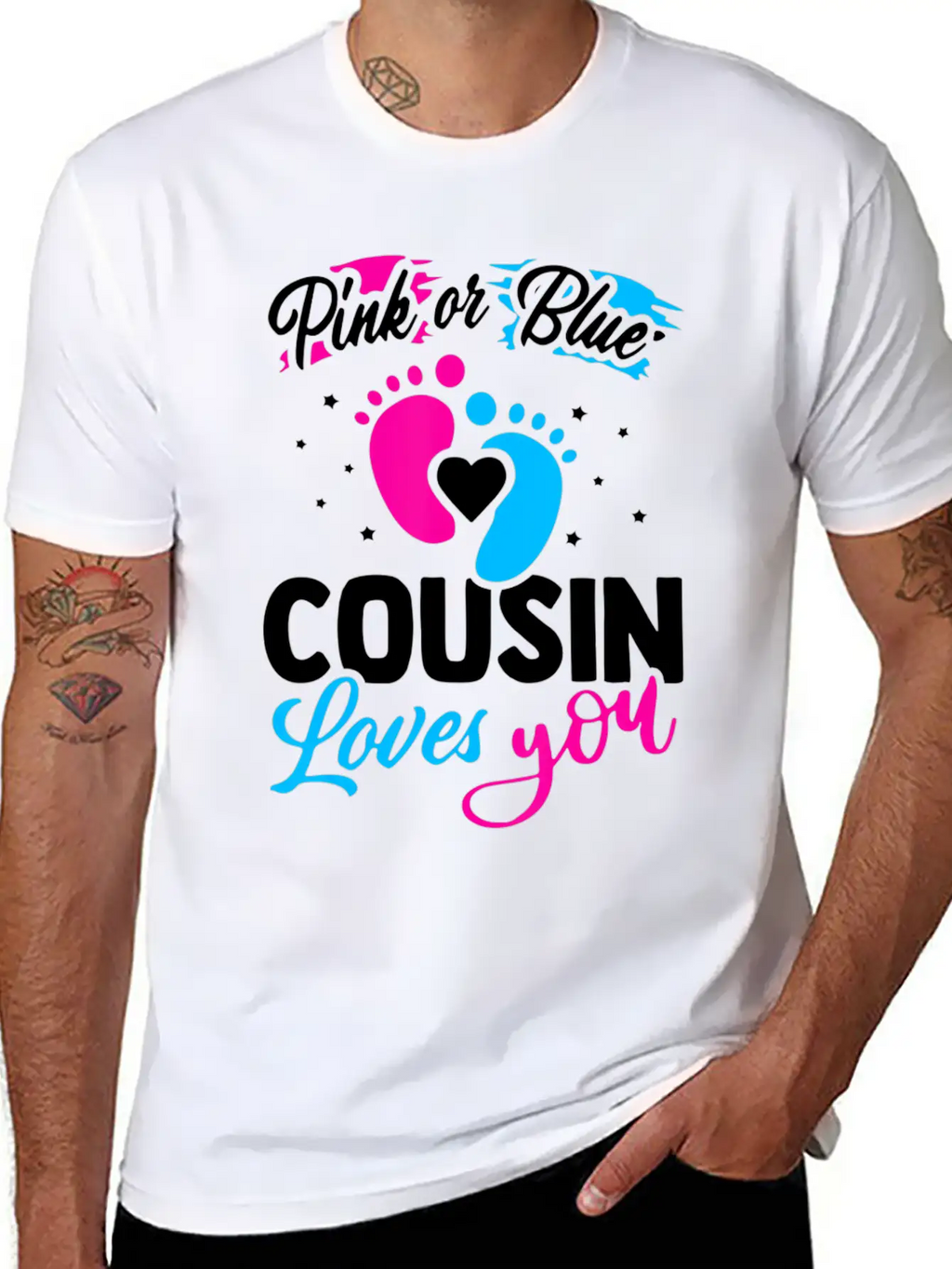 Pink Or Blue Cousin Loves You Baby Shower Gender R Unisex Casual T-Shirt – Clean Design For Daily Comfort