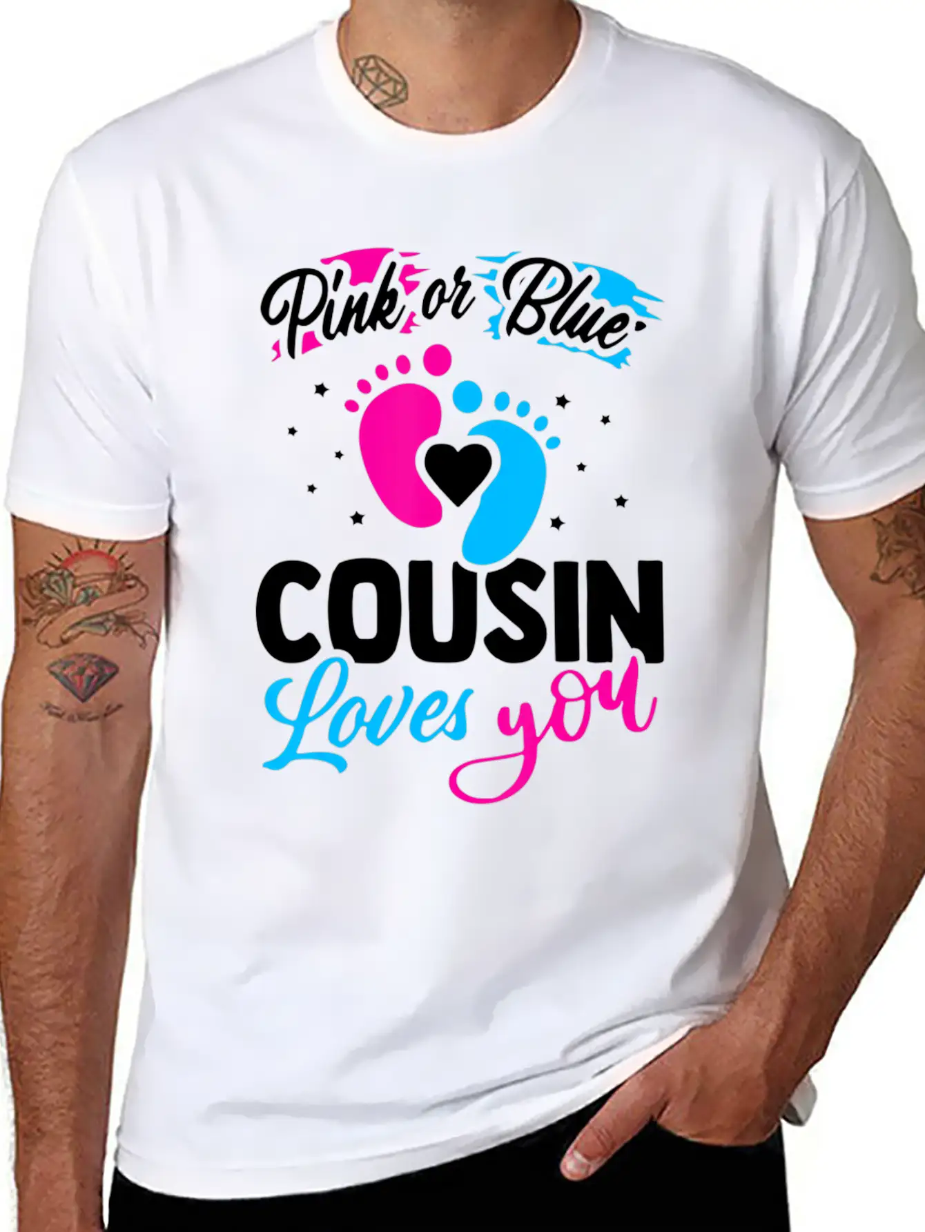Pink Or Blue Cousin Loves You Baby Shower Gender R Unisex Casual T-Shirt – Clean Design For Daily Comfort