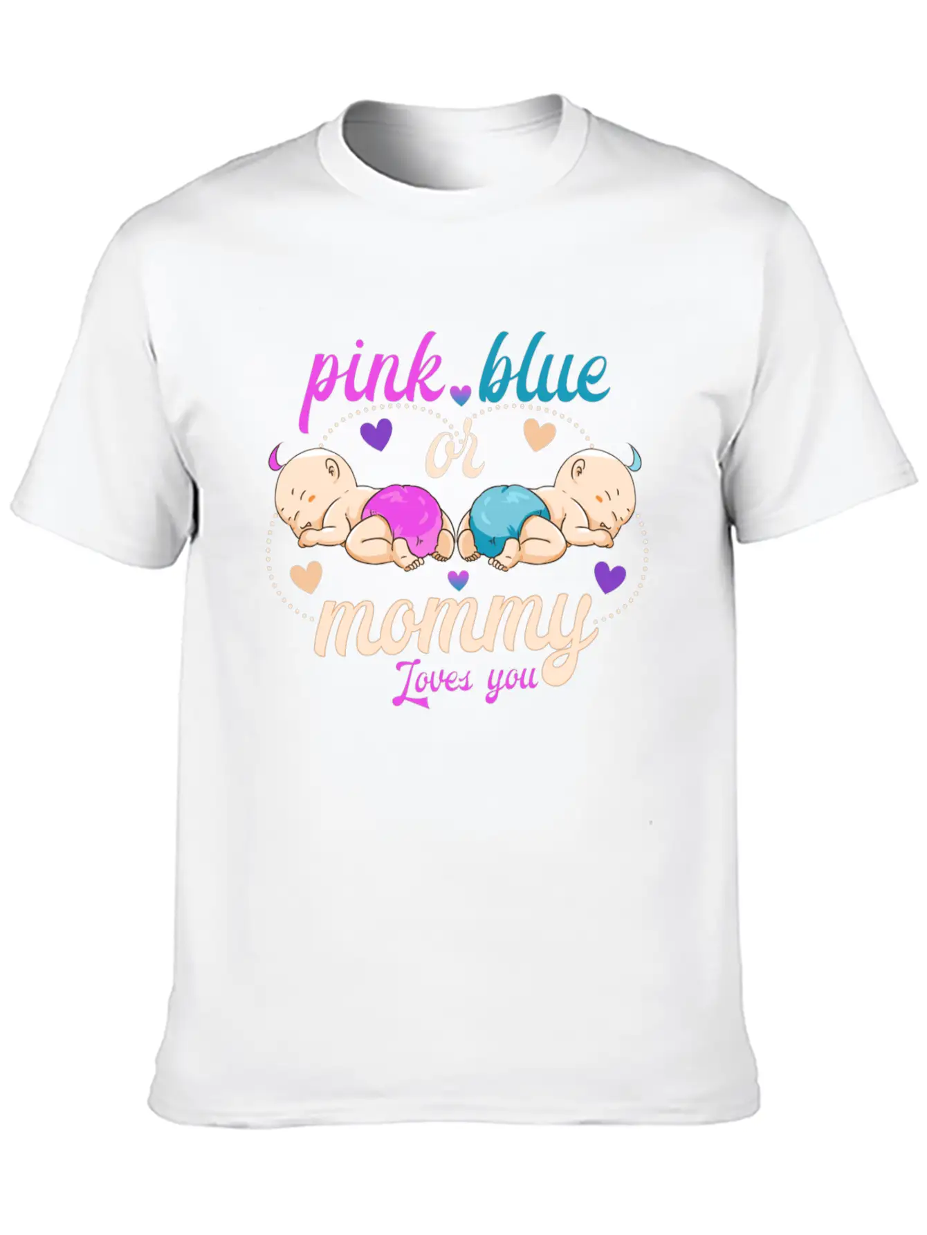 Pink Or Blue Mommy Loves Breathable Graphic T-Shirt – Perfect For Casual Days