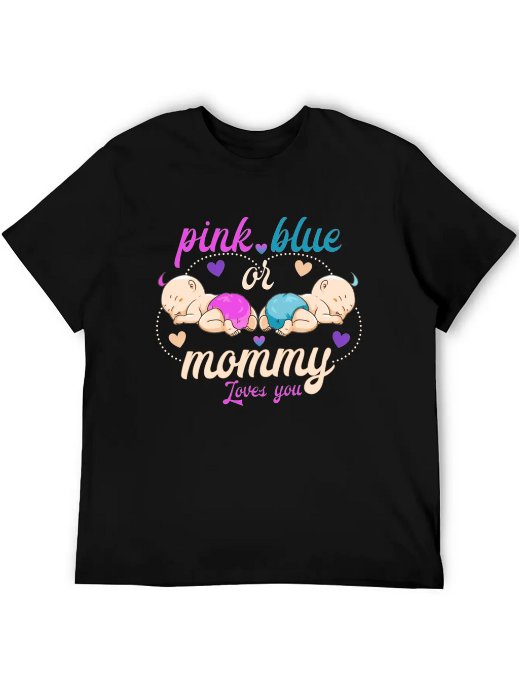 Pink Or Blue Mommy Loves Breathable Graphic T-Shirt – Perfect For Casual Days