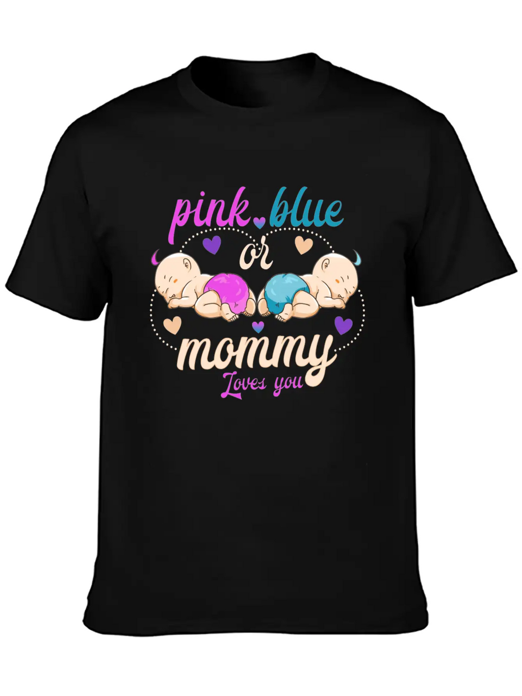 Pink Or Blue Mommy Loves Breathable Graphic T-Shirt – Perfect For Casual Days