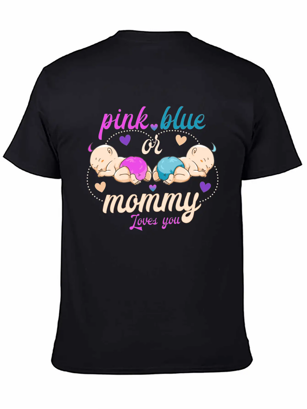 Pink Or Blue Mommy Loves Breathable Graphic T-Shirt – Perfect For Casual Days