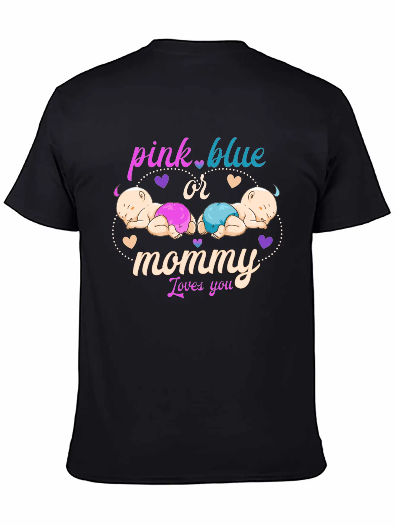 Pink Or Blue Mommy Loves Breathable Graphic T-Shirt – Perfect For Casual Days