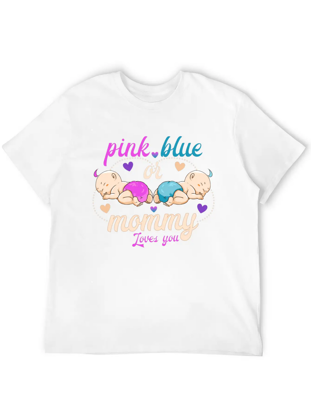 Pink Or Blue Mommy Loves Breathable Graphic T-Shirt – Perfect For Casual Days