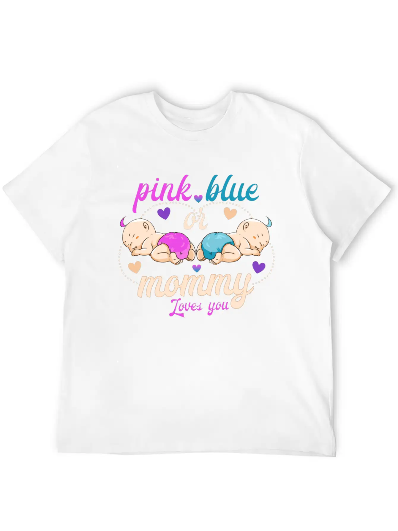 Pink Or Blue Mommy Loves Breathable Graphic T-Shirt – Perfect For Casual Days
