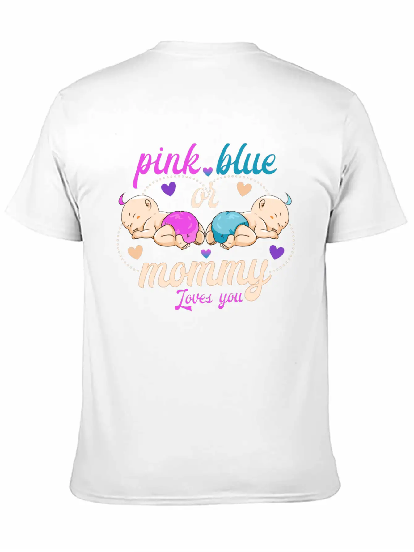 Pink Or Blue Mommy Loves Breathable Graphic T-Shirt – Perfect For Casual Days