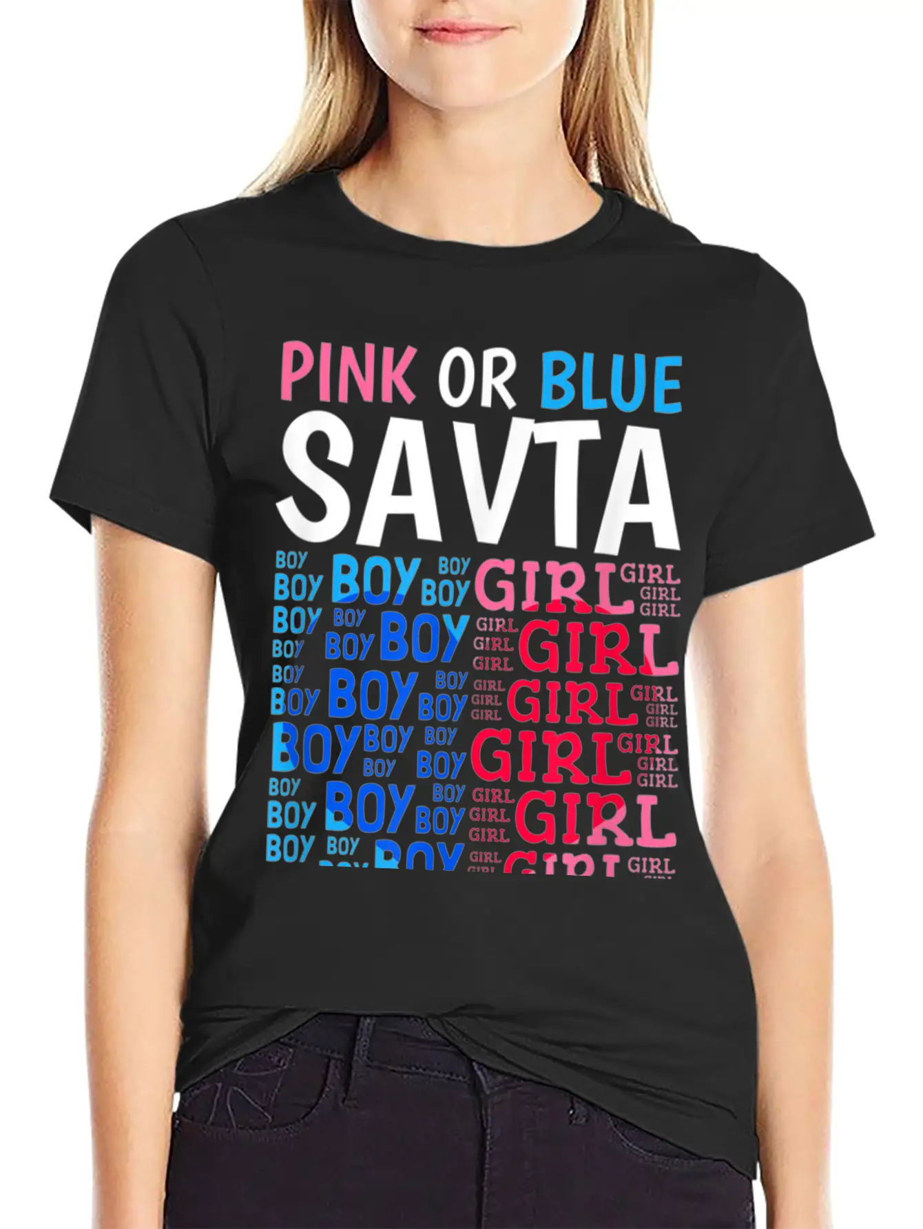 Pink Or Blue Savta Loves You Gender Reveal Baby Sh Stylish Everyday T-Shirt – Unisex Basic Cotton Tee