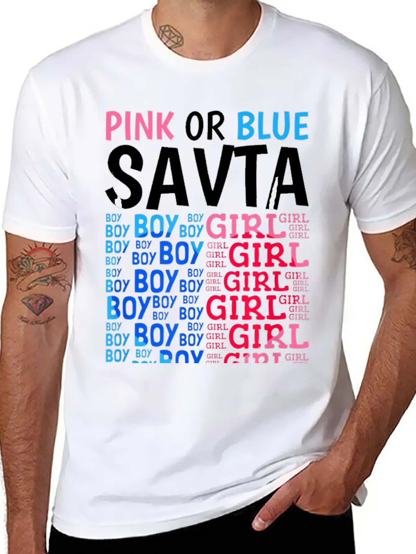 Pink Or Blue Savta Loves You Gender Reveal Baby Sh Stylish Everyday T-Shirt – Unisex Basic Cotton Tee