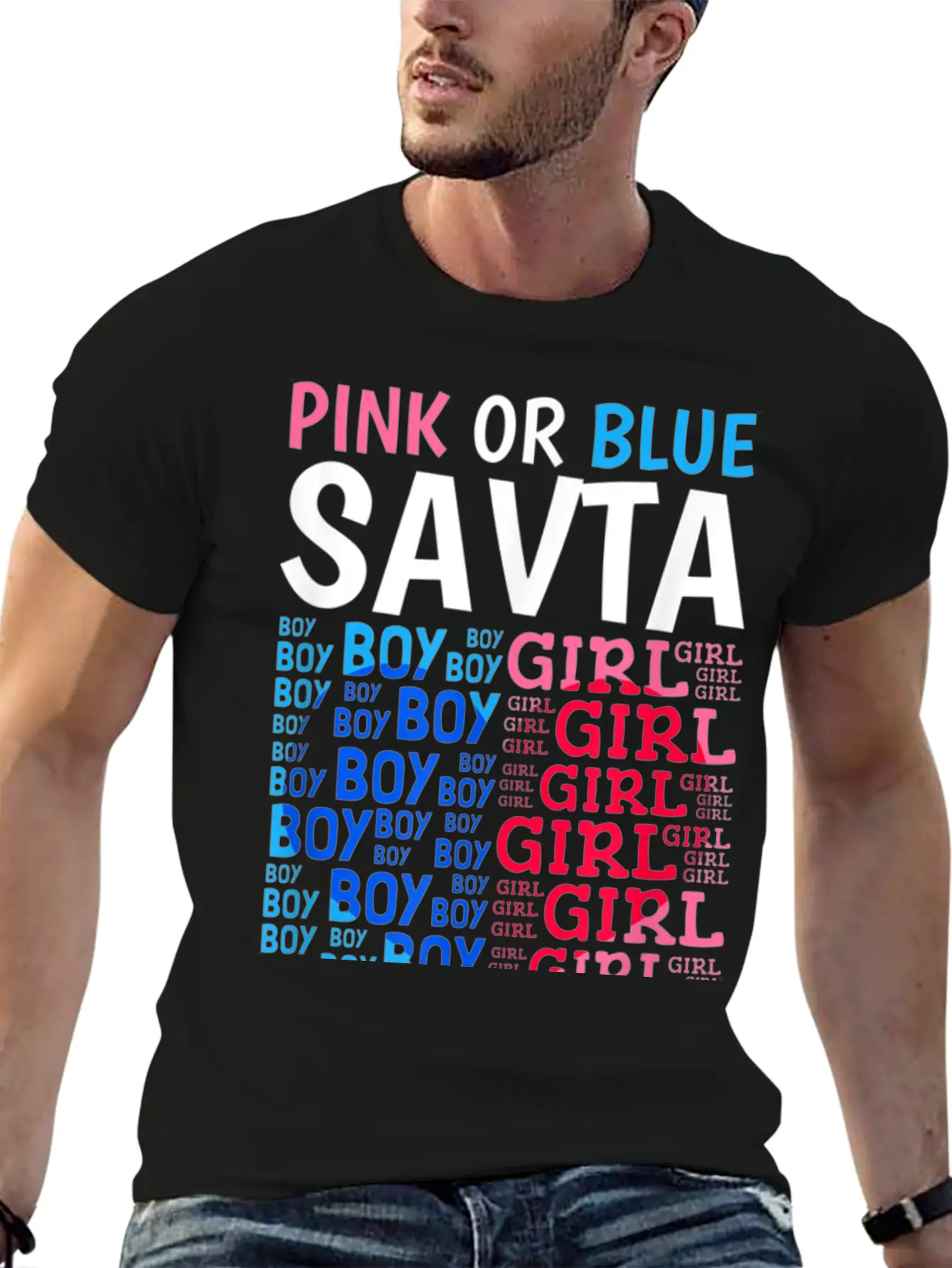 Pink Or Blue Savta Loves You Gender Reveal Baby Sh Stylish Everyday T-Shirt – Unisex Basic Cotton Tee