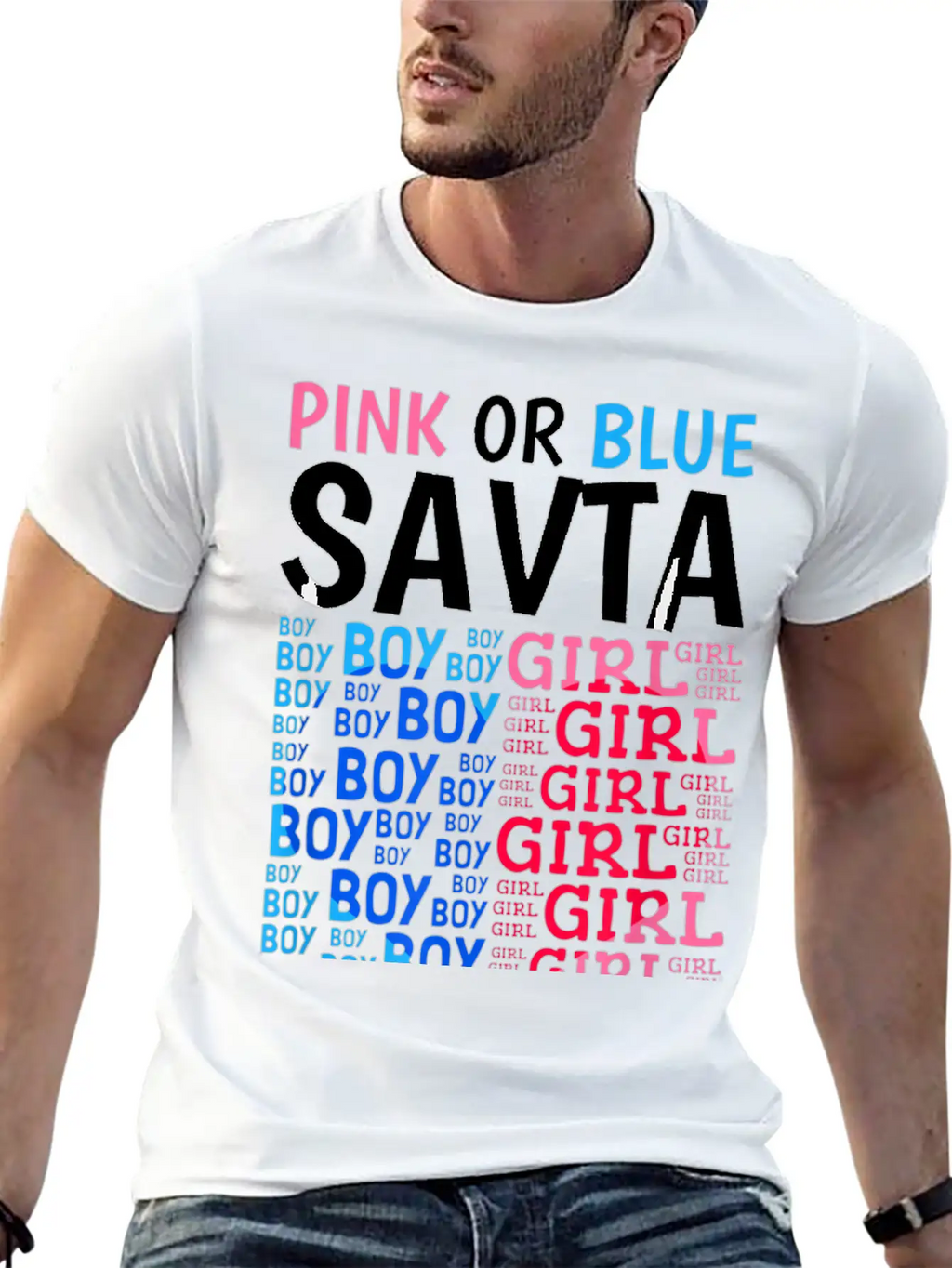 Pink Or Blue Savta Loves You Gender Reveal Baby Sh Stylish Everyday T-Shirt – Unisex Basic Cotton Tee