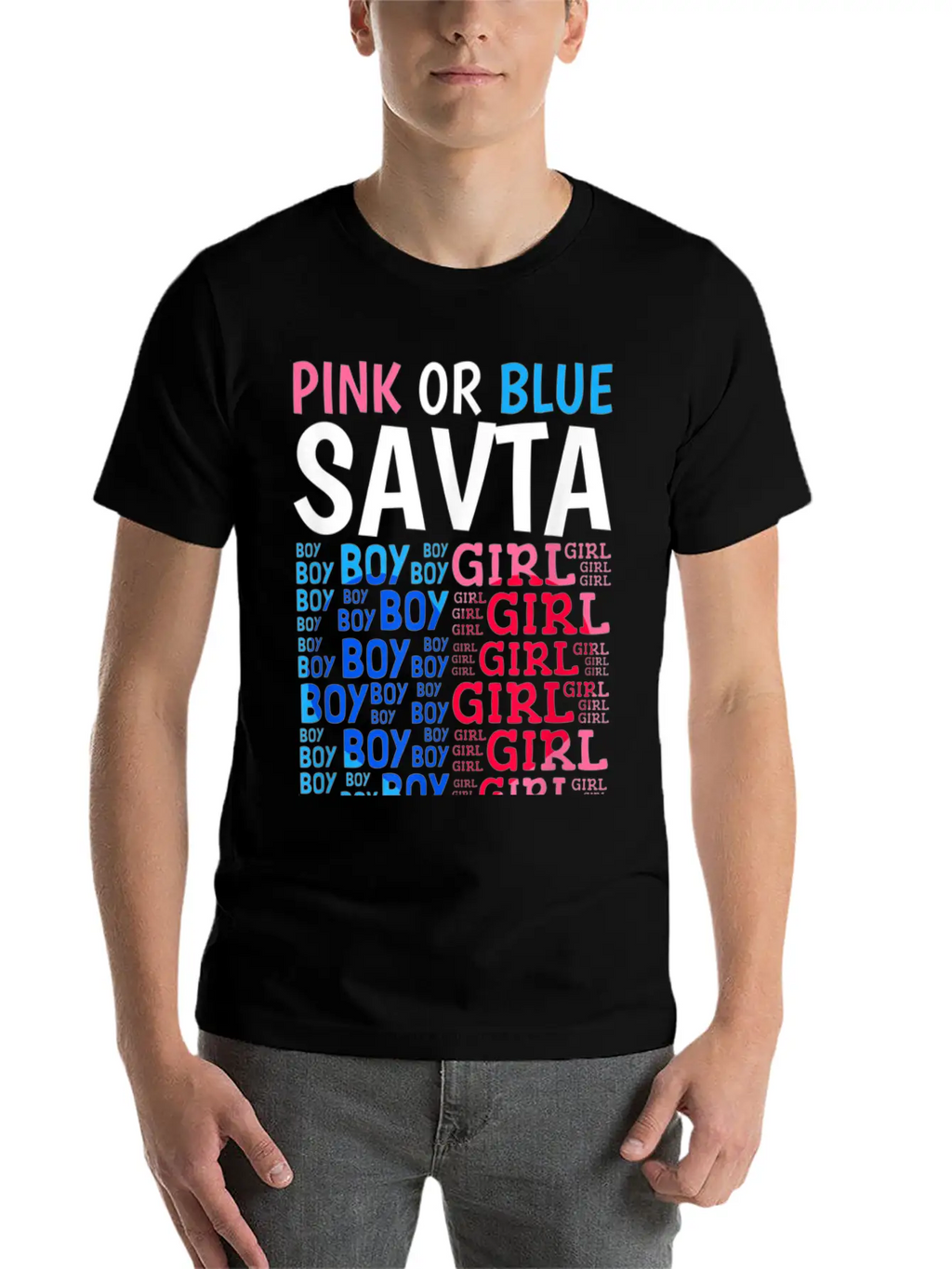 Pink Or Blue Savta Loves You Gender Reveal Baby Sh Stylish Everyday T-Shirt – Unisex Basic Cotton Tee