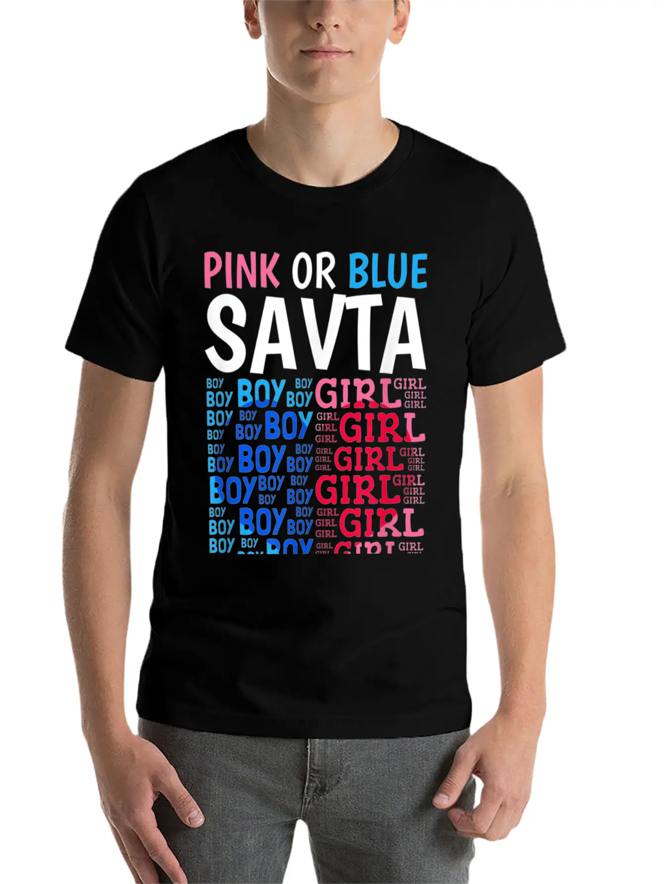Pink Or Blue Savta Loves You Gender Reveal Baby Sh Stylish Everyday T-Shirt – Unisex Basic Cotton Tee