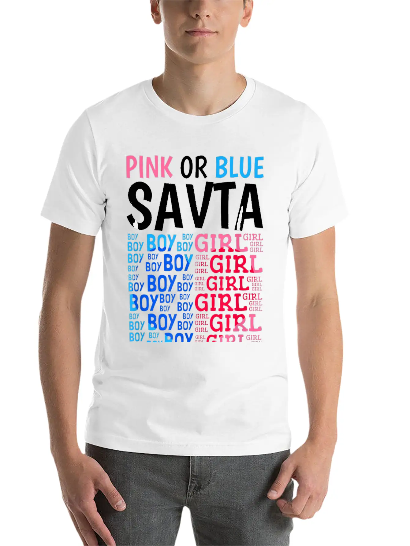 Pink Or Blue Savta Loves You Gender Reveal Baby Sh Stylish Everyday T-Shirt – Unisex Basic Cotton Tee