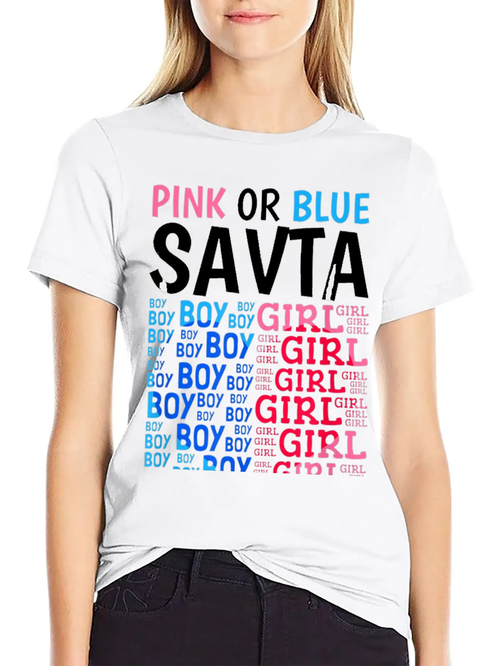 Pink Or Blue Savta Loves You Gender Reveal Baby Sh Stylish Everyday T-Shirt – Unisex Basic Cotton Tee