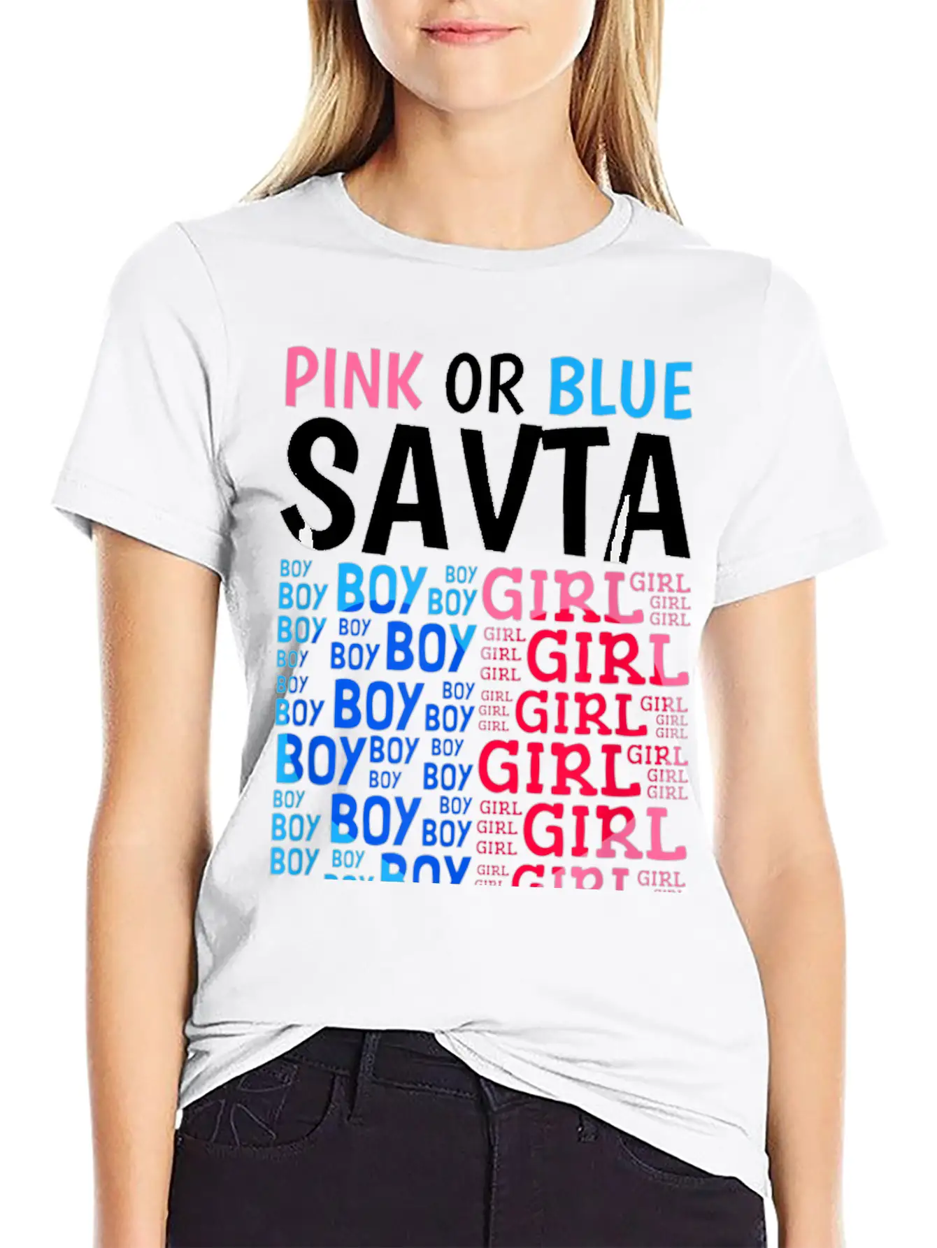 Pink Or Blue Savta Loves You Gender Reveal Baby Sh Stylish Everyday T-Shirt – Unisex Basic Cotton Tee