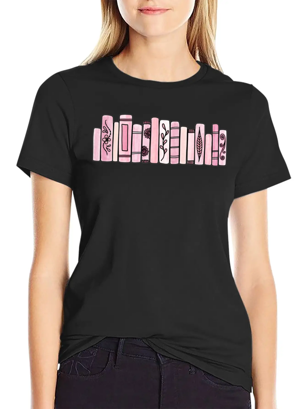 Pink Pastel Books Casual Graphic T-Shirt – Simple And Comfortable Daily Wear