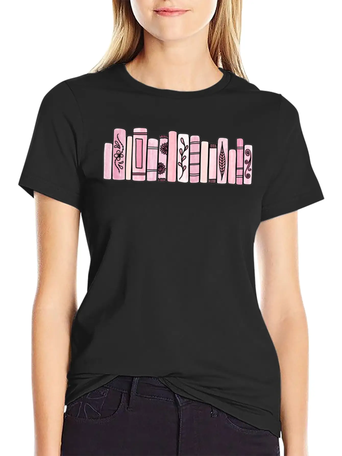 Pink Pastel Books Casual Graphic T-Shirt – Simple And Comfortable Daily Wear