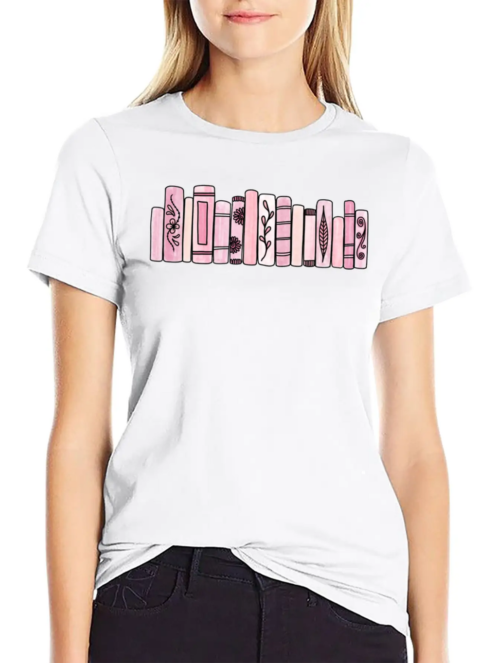 Pink Pastel Books Casual Graphic T-Shirt – Simple And Comfortable Daily Wear