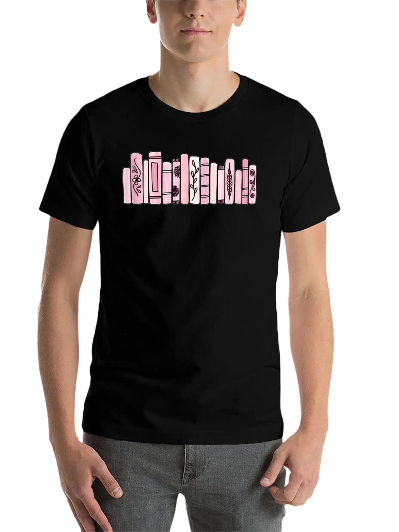 Pink Pastel Books Casual Graphic T-Shirt – Simple And Comfortable Daily Wear
