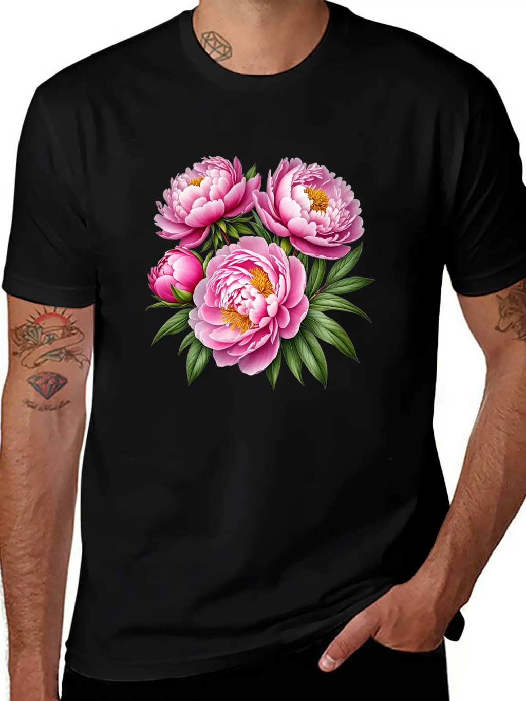 Pink Peonies Essential Cotton Tee For Daily Outfits – Unisex Style
