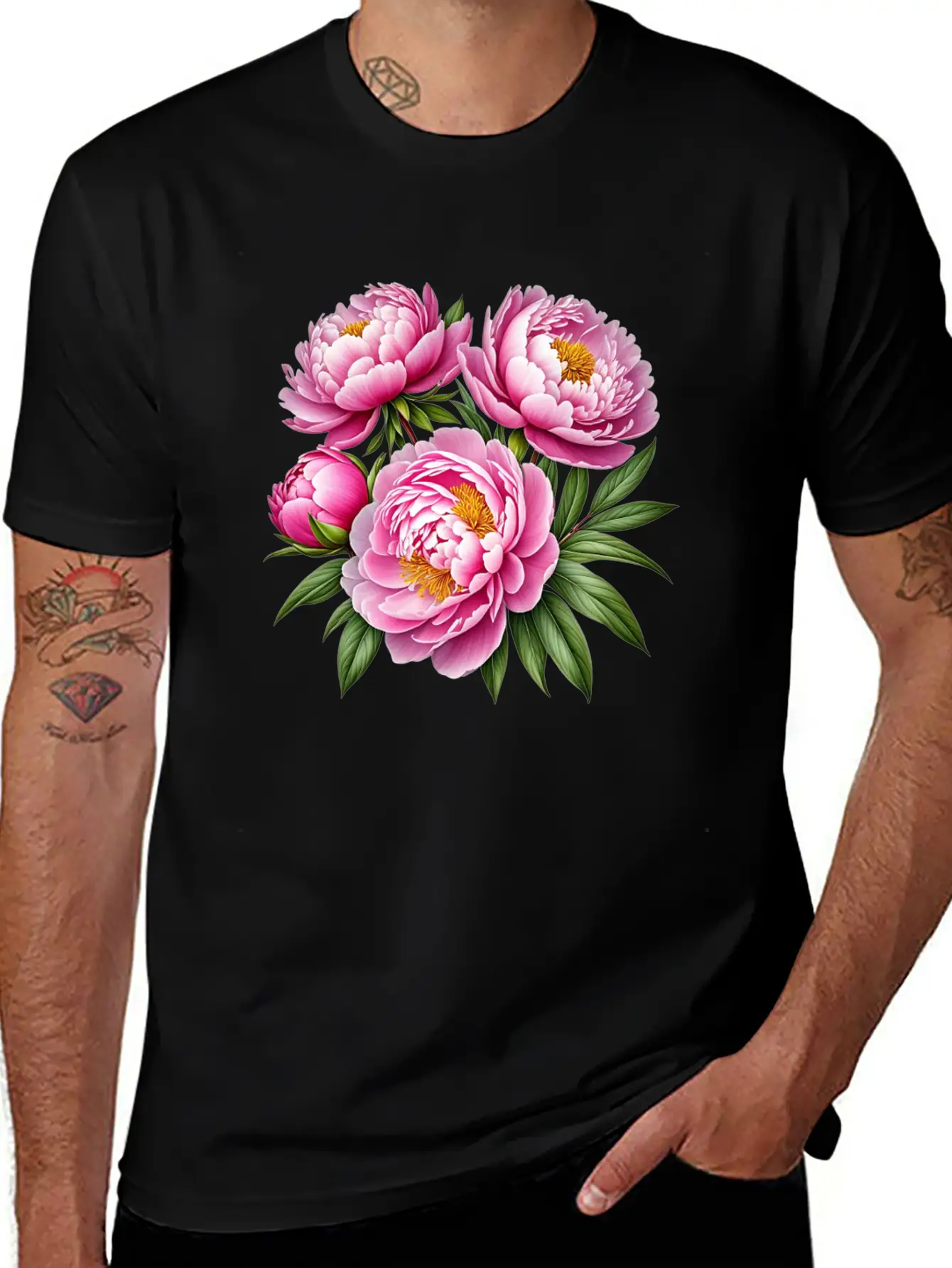 Pink Peonies Essential Cotton Tee For Daily Outfits – Unisex Style
