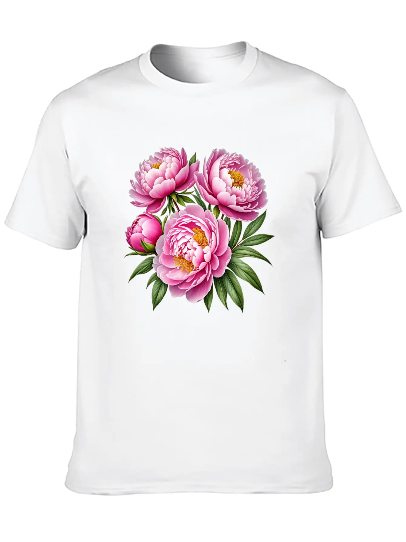 Pink Peonies Essential Cotton Tee For Daily Outfits – Unisex Style