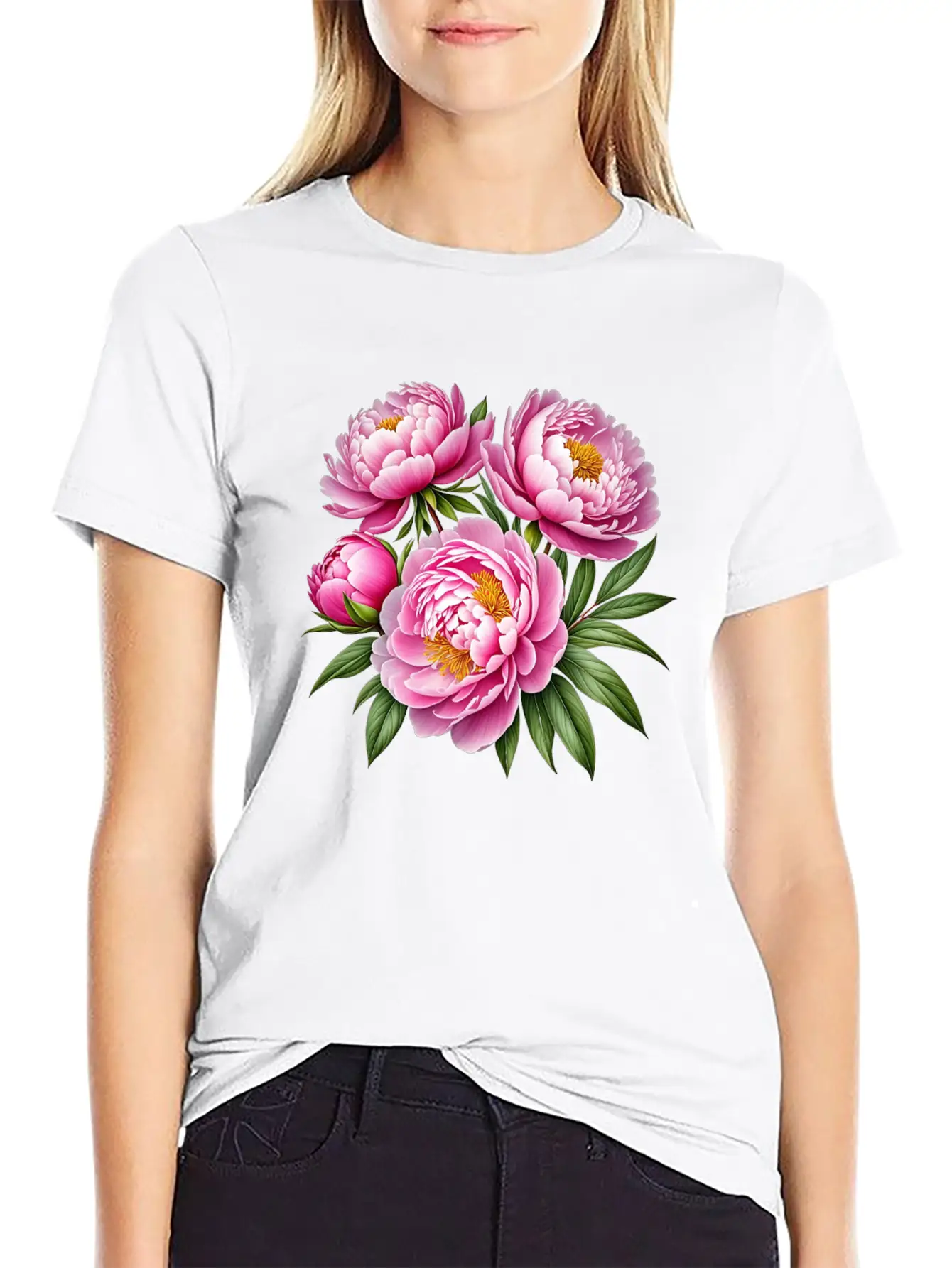 Pink Peonies Essential Cotton Tee For Daily Outfits – Unisex Style