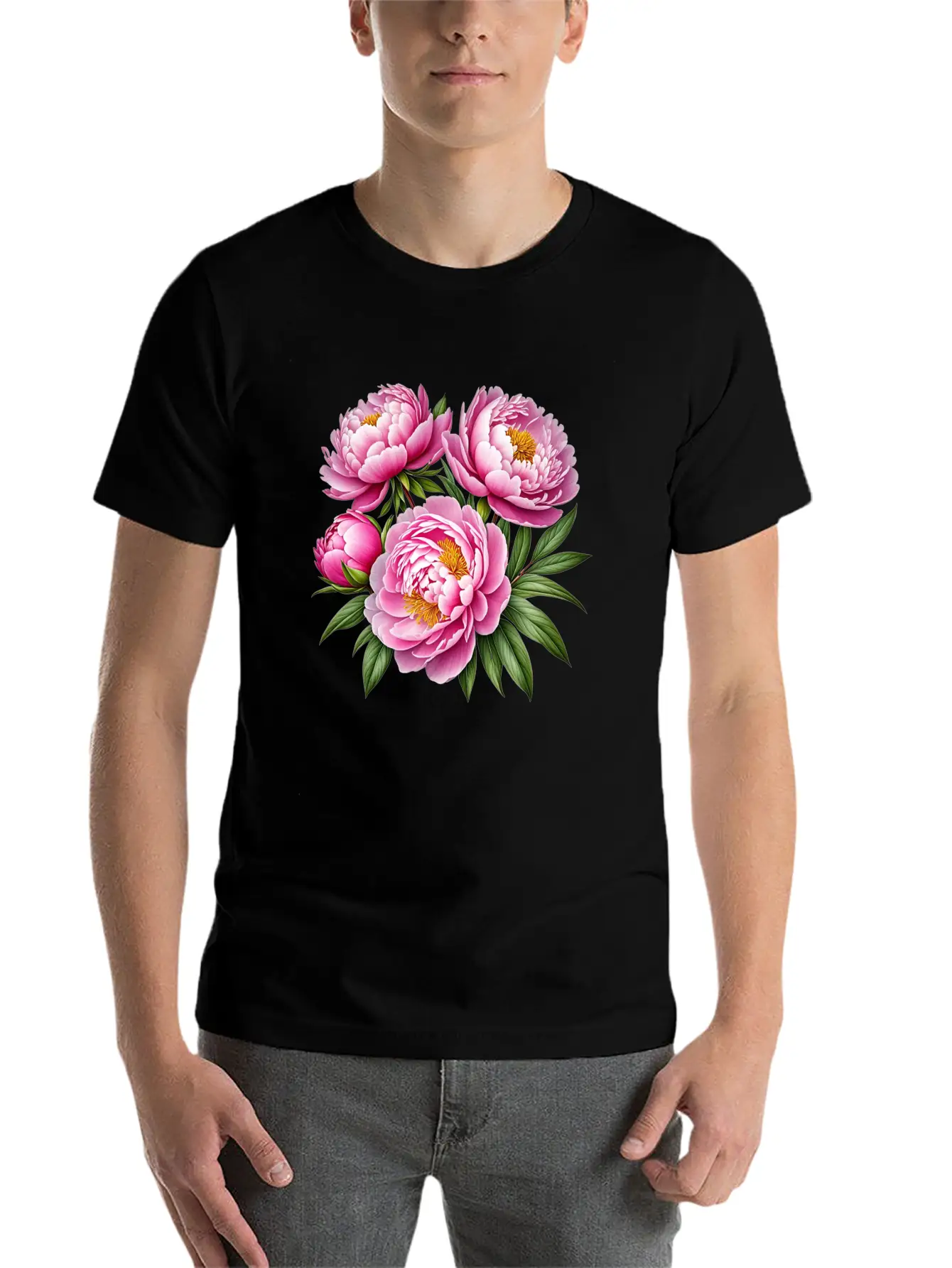 Pink Peonies Essential Cotton Tee For Daily Outfits – Unisex Style