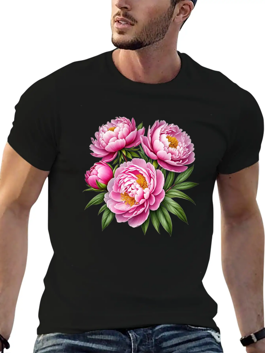 Pink Peonies Essential Cotton Tee For Daily Outfits – Unisex Style