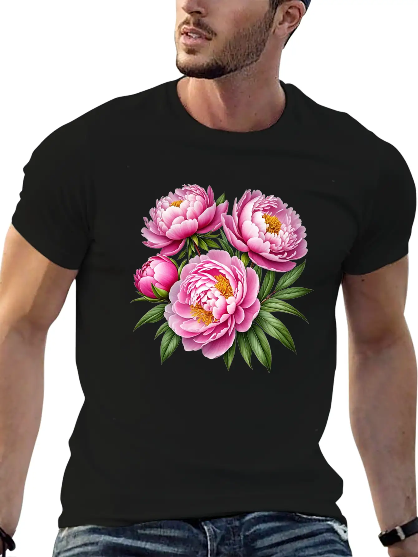 Pink Peonies Essential Cotton Tee For Daily Outfits – Unisex Style