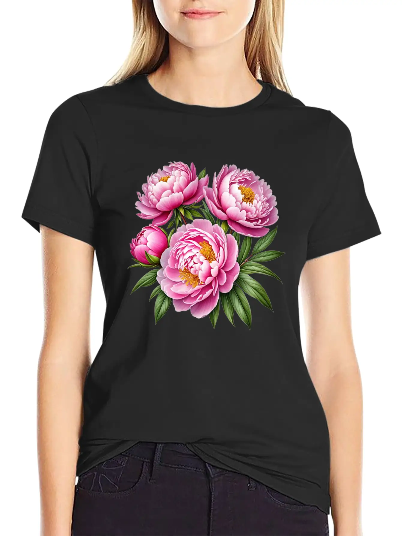 Pink Peonies Essential Cotton Tee For Daily Outfits – Unisex Style
