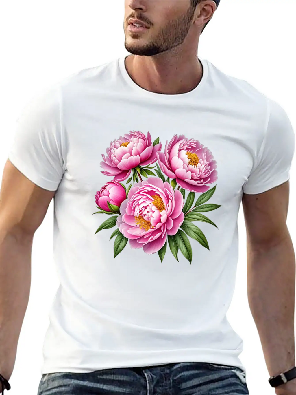 Pink Peonies Essential Cotton Tee For Daily Outfits – Unisex Style