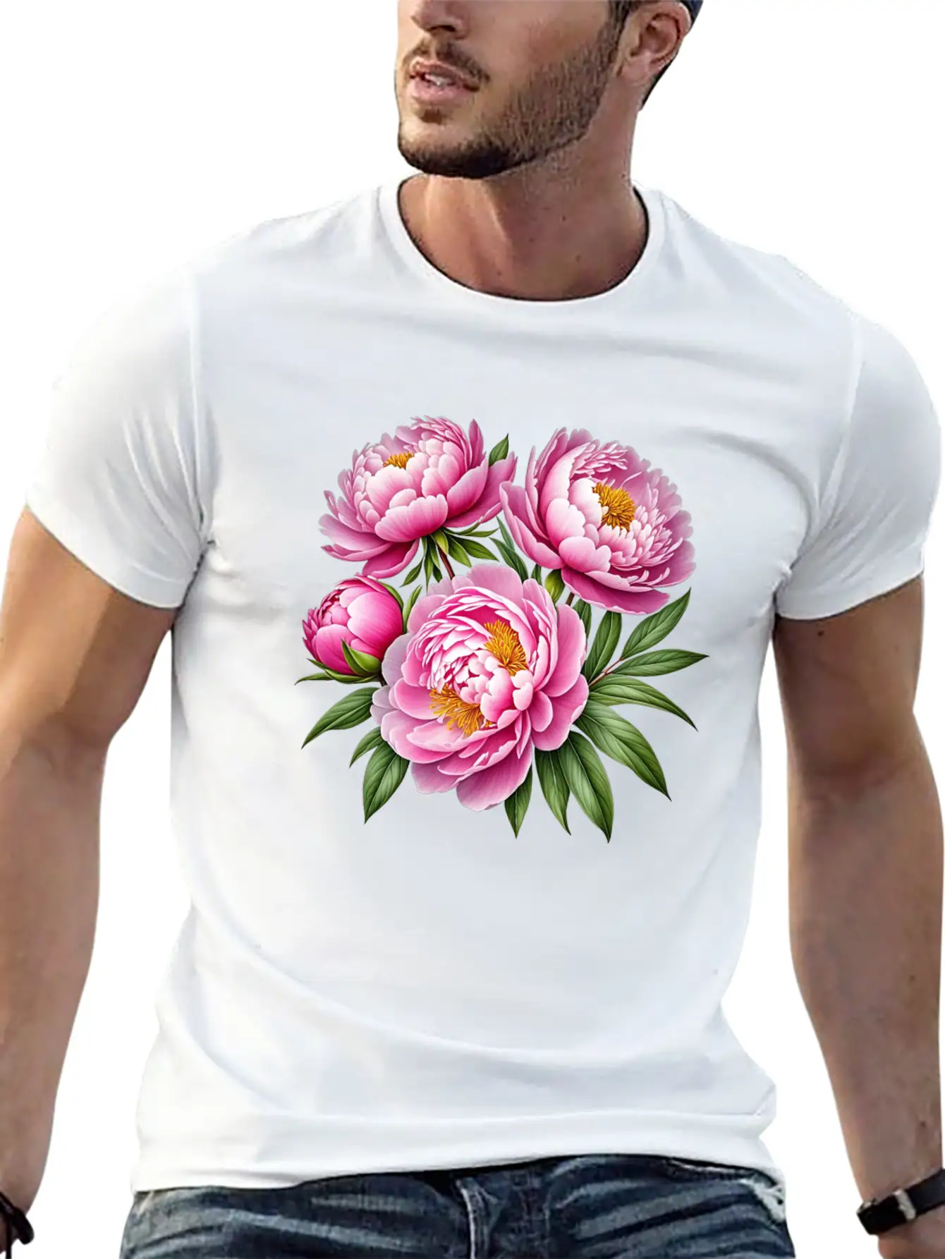 Pink Peonies Essential Cotton Tee For Daily Outfits – Unisex Style
