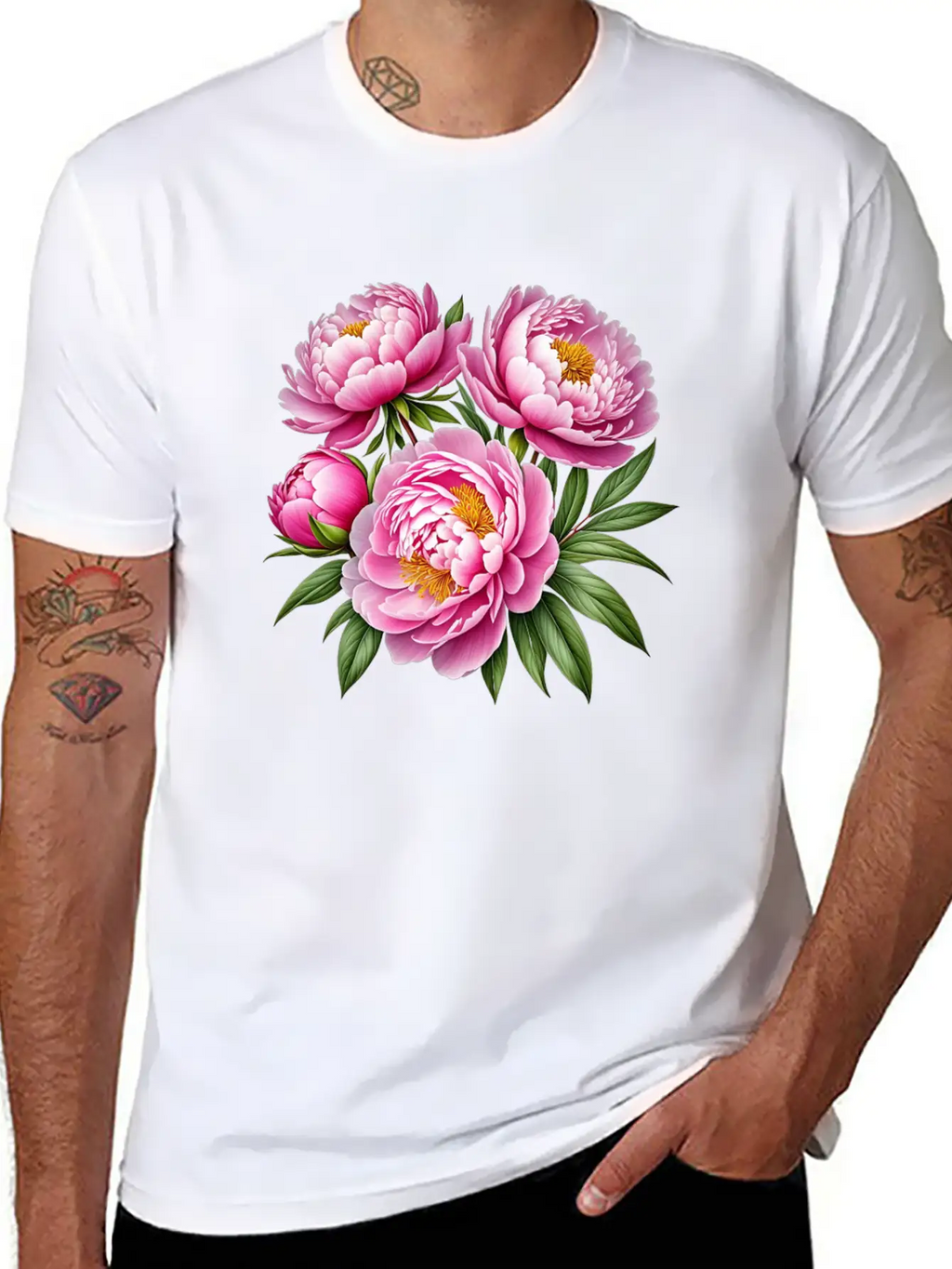 Pink Peonies Essential Cotton Tee For Daily Outfits – Unisex Style